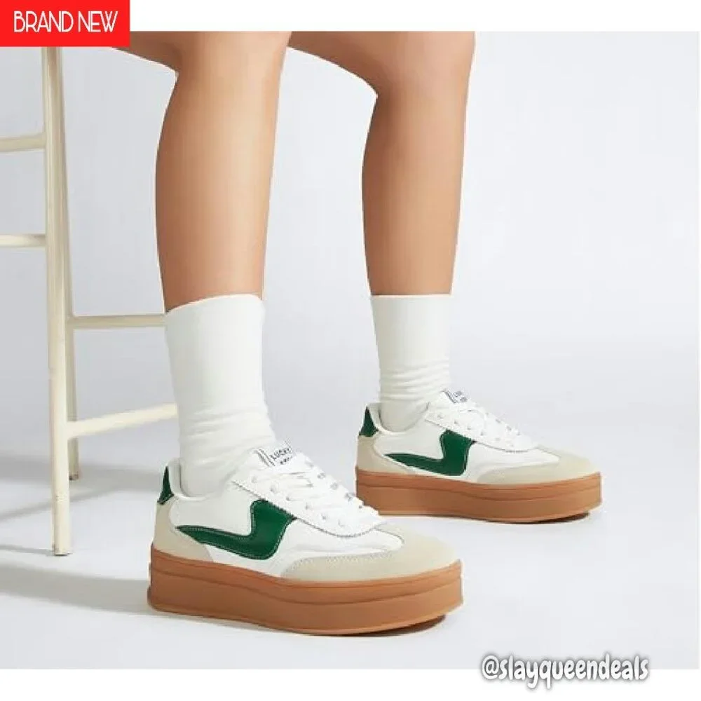 Women's Platform Sneakers Genuine Leather Suede Thick Sole Casual Walking - Picture 4 of 8